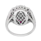1.79 ctw Art Deco Style Ruby & Diamond 18K White Gold Halo Ring
