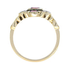 Vintage Style Pear Shape Pink Tourmaline & Ruby Rhodolite Cluster 9K Gold Ring