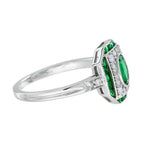 0.96 ctw Art Deco Style Emerald & Diamond 18K White Gold Ring