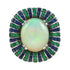 White Ethiopian Opal Emerald Sapphire Antique Style Cocktail 18K White Gold Ring