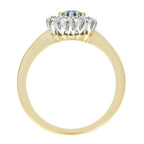 Ceylon Oval Shape Blue Sapphire Diamond Halo Antique Style 18K Yellow Gold Ring