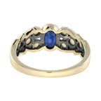 Oval Blue Sapphire & Opal Antique Vintage Inspired Style Yellow Gold Ring