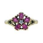1.32 Ctw Vintage Style Ruby & White Sapphire Gold Floral Cluster Ring