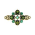 Vintage Style Green Tourmaline & Emerald Cluster 9K Yellow Gold Ring