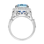 Cushion Shape Blue Violet Tanzanite & Diamond Halo Set 18K White Gold Ring