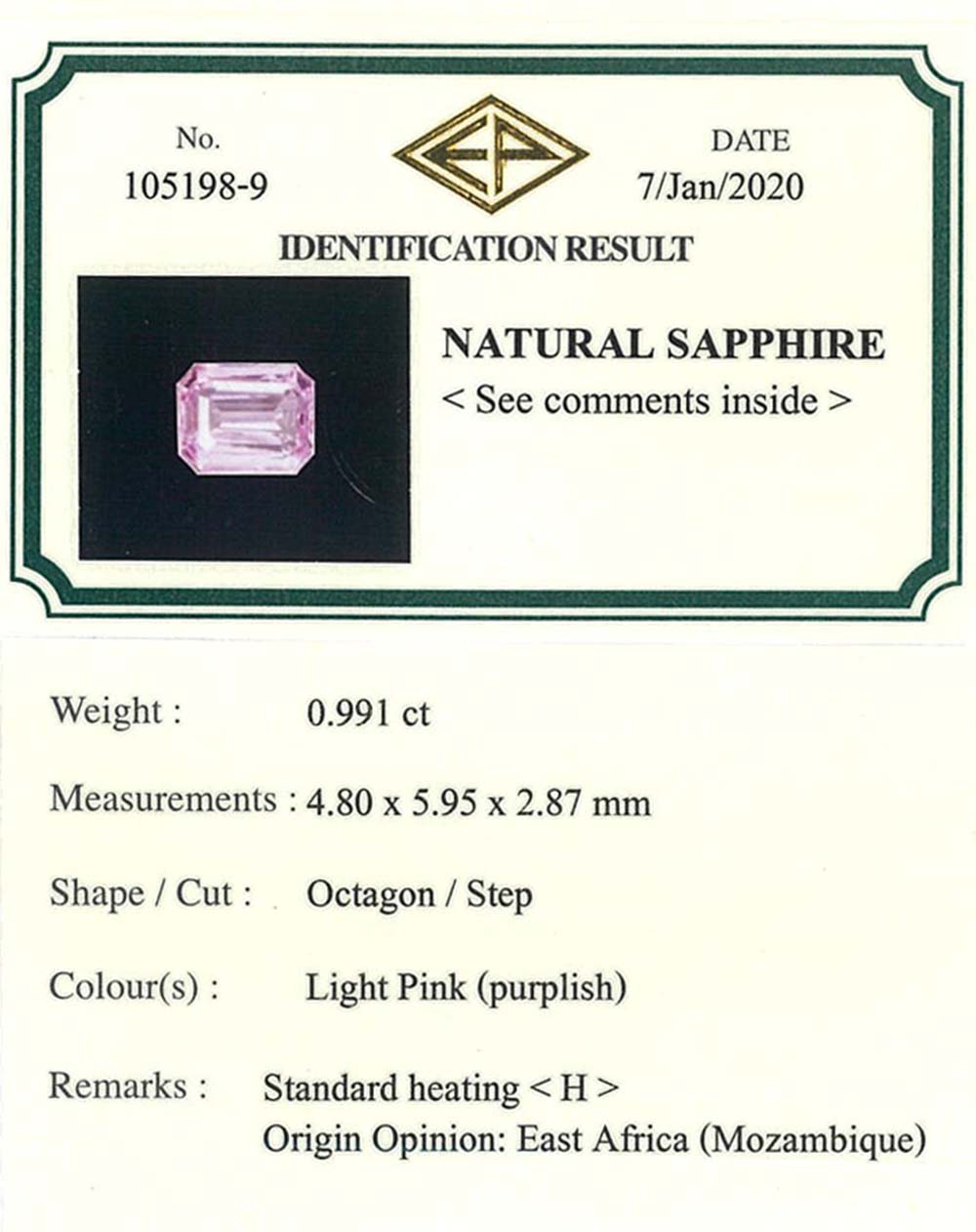 Rectangle Emerald Shape Cut Pink Sapphire & Diamond 18K Rose Gold Ring
