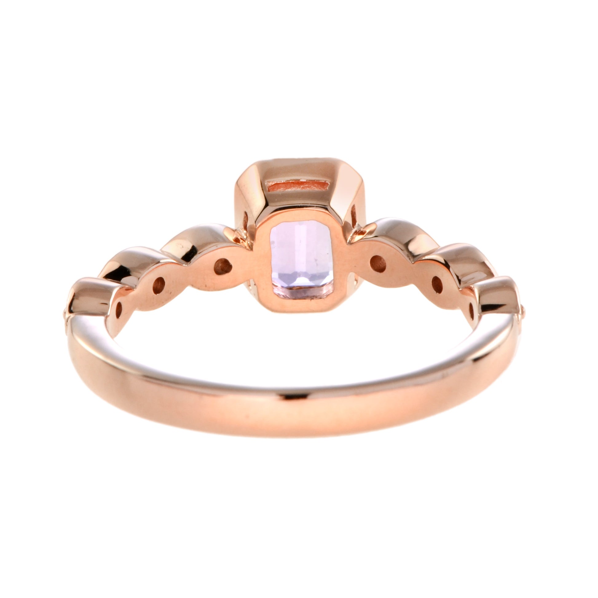 Rectangle Emerald Shape Cut Pink Sapphire & Diamond 18K Rose Gold Ring