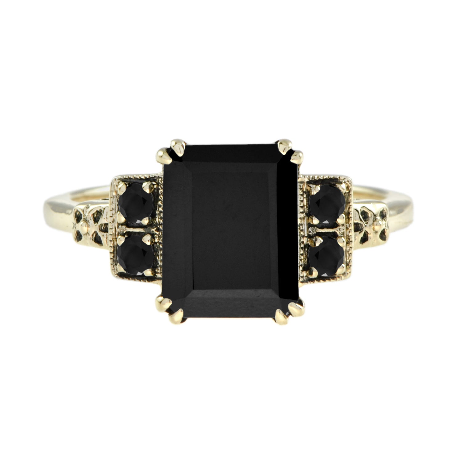 Marin Deep Sea Onyx Solitaire 14K Yellow Gold Ring