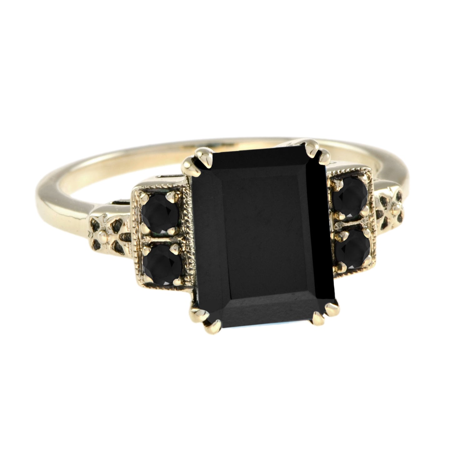 marin deep sea onyx solitaire 14k yellow gold ring