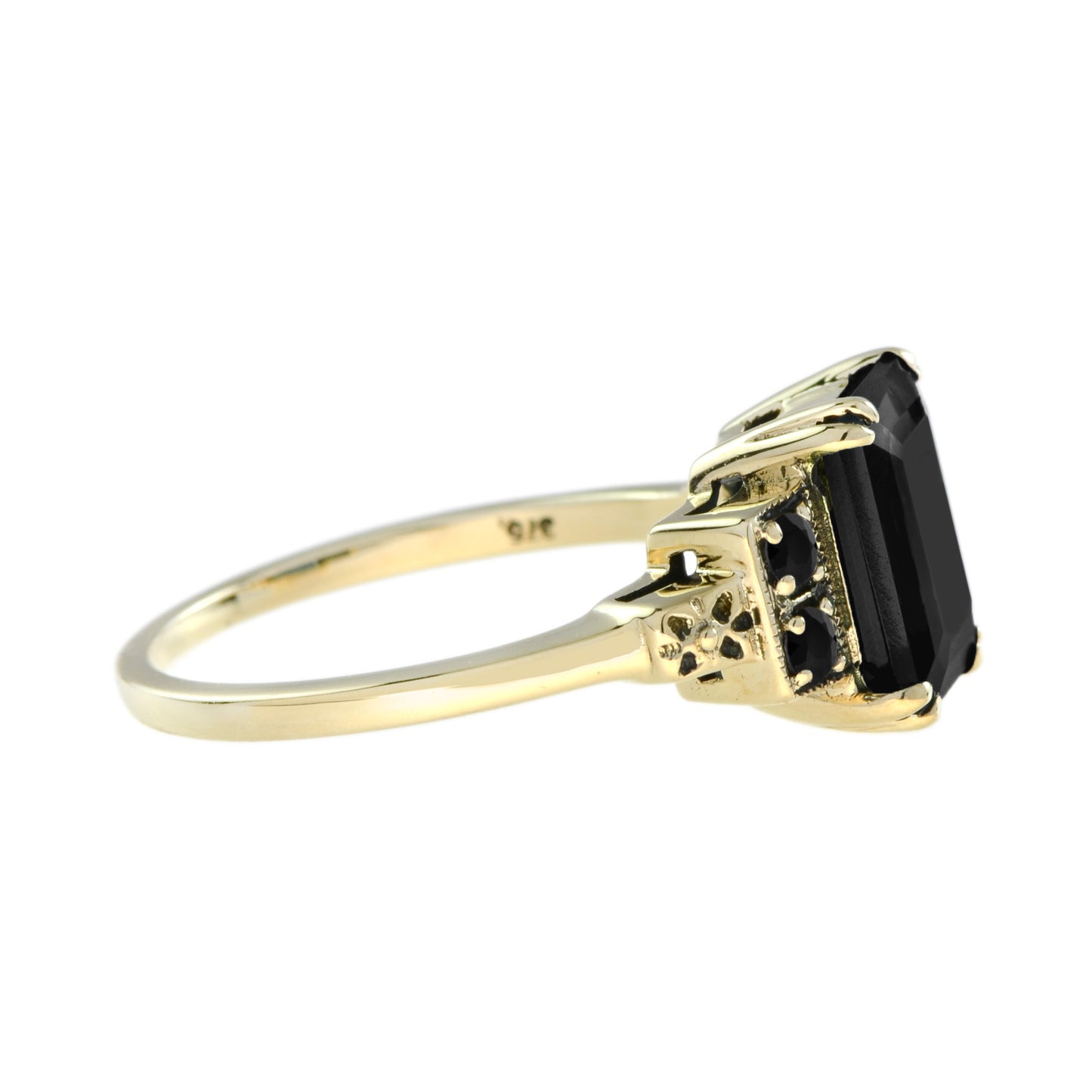 marin deep sea onyx solitaire 14k yellow gold ring