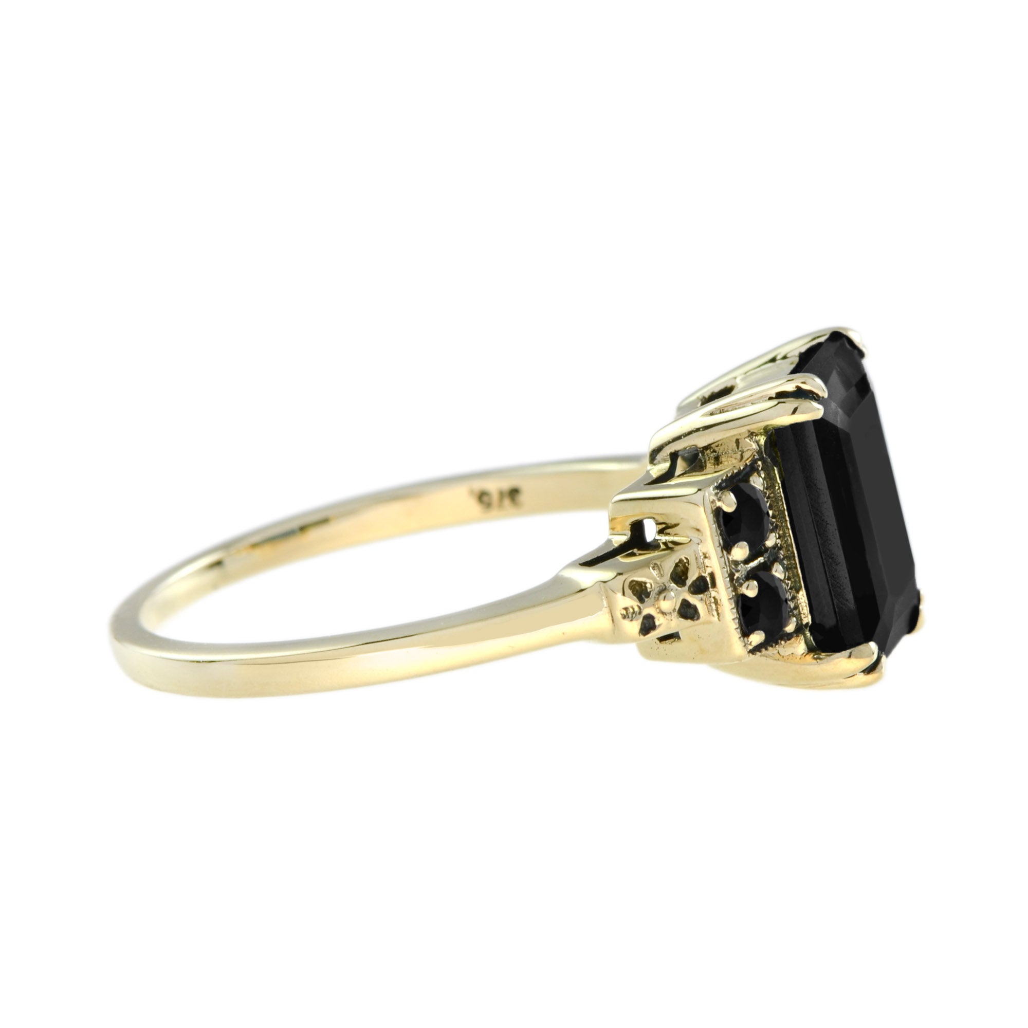 Marin Deep Sea Onyx Solitaire 14K Yellow Gold Ring