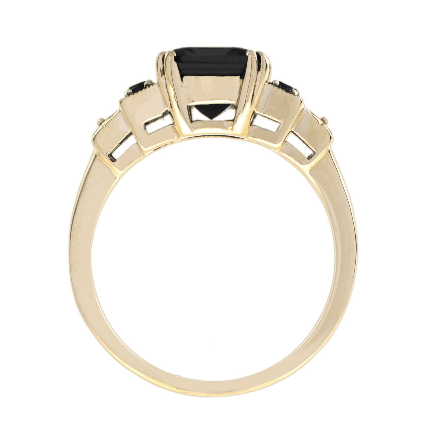 marin deep sea onyx solitaire 14k yellow gold ring