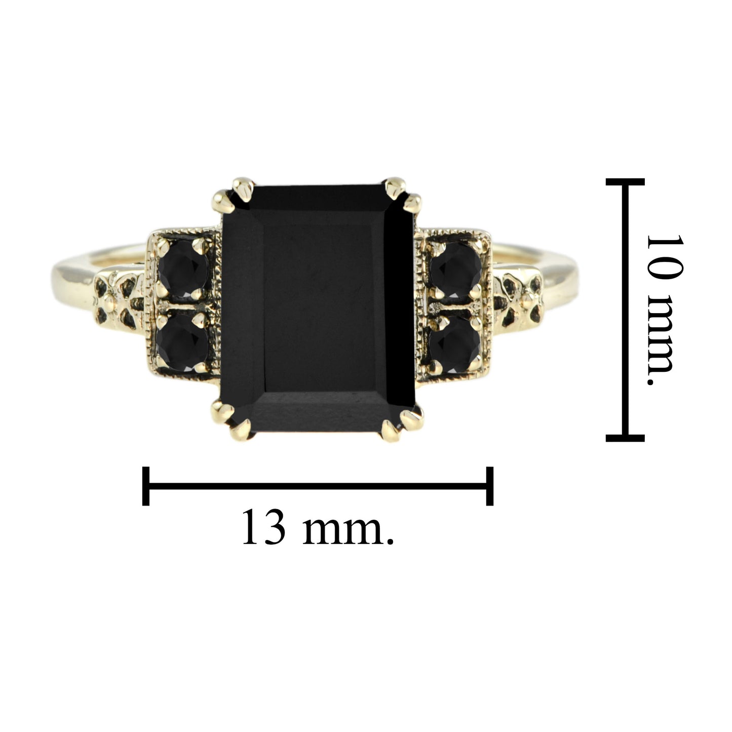 marin deep sea onyx solitaire 14k yellow gold ring