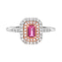 Octagon Pink Sapphire & Diamond Double Halo Set Engagement 14K White Gold Ring