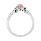 Octagon Pink Sapphire & Diamond Double Halo Set Engagement 14K White Gold Ring