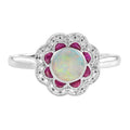 2.30 Ctw Art Deco Style Ruby & Opal Diamond 14K White Gold Ring