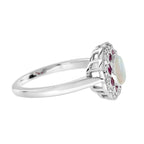 2.30 Ctw Art Deco Style Ruby & Opal Diamond 14K White Gold Ring