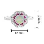 2.30 Ctw Art Deco Style Ruby & Opal Diamond 14K White Gold Ring