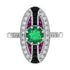 Emerald & Ruby Onyx Vintage Inspired Art Deco Style 18K White Gold Ring