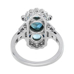Round London Blue Topaz & Aquamarine Sapphire and Diamond 14K White Gold Ring