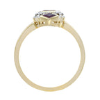 Red Ruby Diamonds Vintage Style Vertical Three Stone 14K Yellow Gold Ring