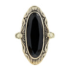 5.20 Ctw Vintage Style Oval Black Onyx 9K Yellow Gold Cocktail Ring