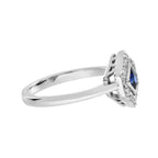 Square Blue Sapphire & Diamond Hexagon 14K White Gold Ring