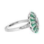 3.16 Ctw Art Deco Style Emerald & Diamond 18K White Gold Ring