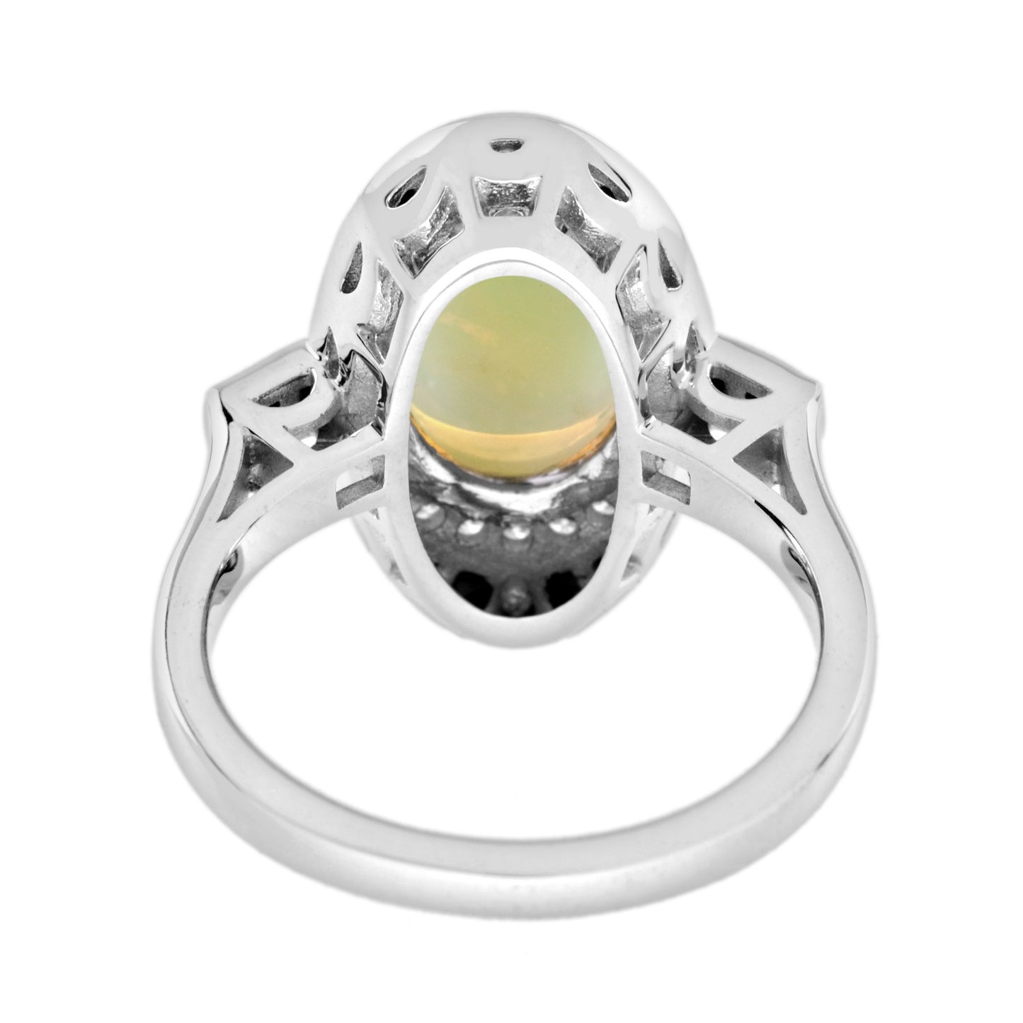 opal & onyx diamond art deco style cocktail white gold ring