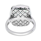 Cushion Shape London Blue Topaz & Onyx Emerald Diamond Art Deco White Gold Ring