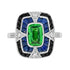 Elongated Cushion Green Tsavorite Sapphire Onyx Diamond Art Deco Style Gold Ring