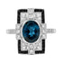 London Blue Topaz & Diamond and Black Onyx Art Deco Style 14K White Gold Ring