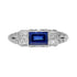 Baguette Blue Sapphire & Diamond Art Deco Style Solitaire 14K White Gold Ring