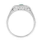 0.30 ctw Art Deco Style Green Emerald & Diamond 14K White Gold Ring