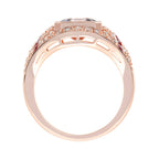 Rectangle Cut Pink Morganite Orange Sapphire Diamond Art Deco Style Rose Ring