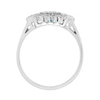 Vintage Style Double Princess Blue Topaz & Diamond Halo 14K White Gold Ring