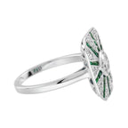 1.77 ctw Art Deco Style Green Emerald & Diamond 14K White Gold Ring