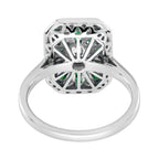 1.77 ctw Art Deco Style Green Emerald & Diamond 14K White Gold Ring
