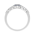 Diamond Illusion Set & Blue Sapphire Halo Art Deco Style White Gold Ring