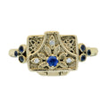 0.28 Ctw Vintage Victorian Style Blue Sapphire Diamond Poison Locket 14K Yellow Gold Ring
