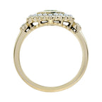 Square Green Peridot & Pearl Halo Set Vintage Style 9K Yellow Gold Ring