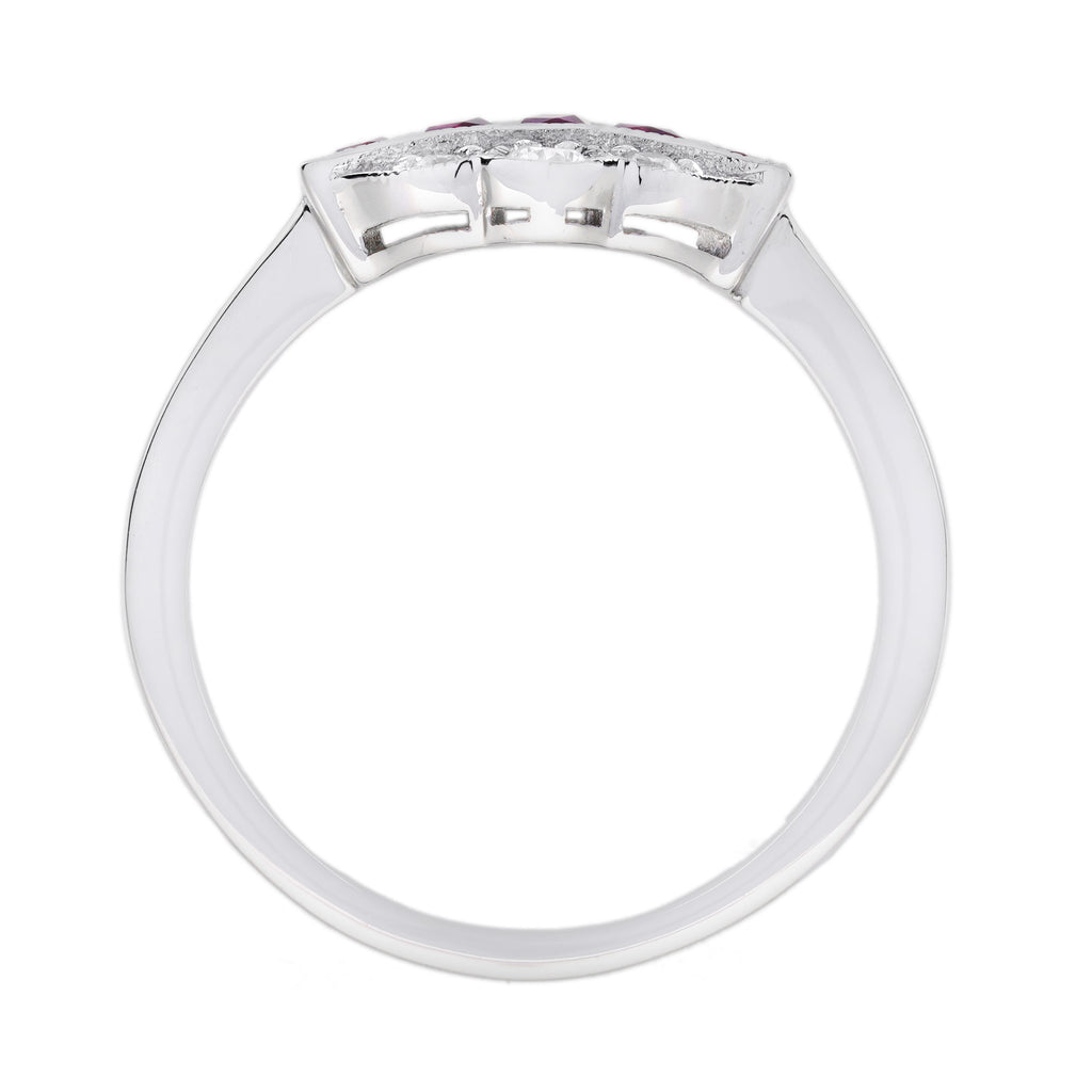 0.30 ctw Art Deco Ruby & Diamond 14K White Gold Ring