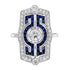 Diamond & Blue Sapphire Vintage Inspired Art Deco Style White Gold Dinner Ring