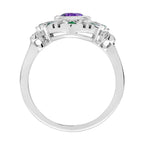 2.70 Ctw Art Deco Emerald, Amethyst & Diamond 14K White Gold Ring
