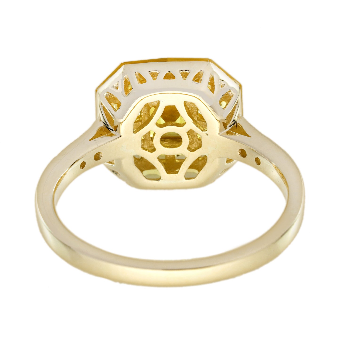 invisible set yellow sapphire diamond art deco style 14k yellow gold ring