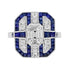 Diamond Illusion Set & Blue Sapphire Fancy Halo Art Deco Style White Gold Ring