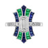 Diamond & Emerald Sapphire Vintage Inspired Art Deco Style White Gold Ring