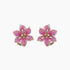 Pink Sapphire Ruby White & Fancy Diamond Lilly Flower 18K Rose Gold Earrings