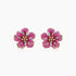 Pink Sapphire Ruby Fancy & White Diamond Lilly Flower 18K Rose Gold Earrings