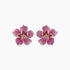 Pink Sapphire Ruby & Fancy & White Diamond Lilly Flower 18K Rose Gold Earrings